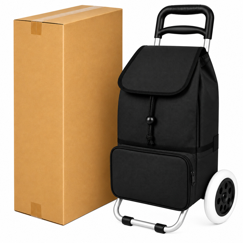 ST-02 Box Of 10 Plain Black 2 Wheeler Trolley (New) (image for) ST-02 Box Of 10 Plain Black 2 Wheeler Trolley (New)